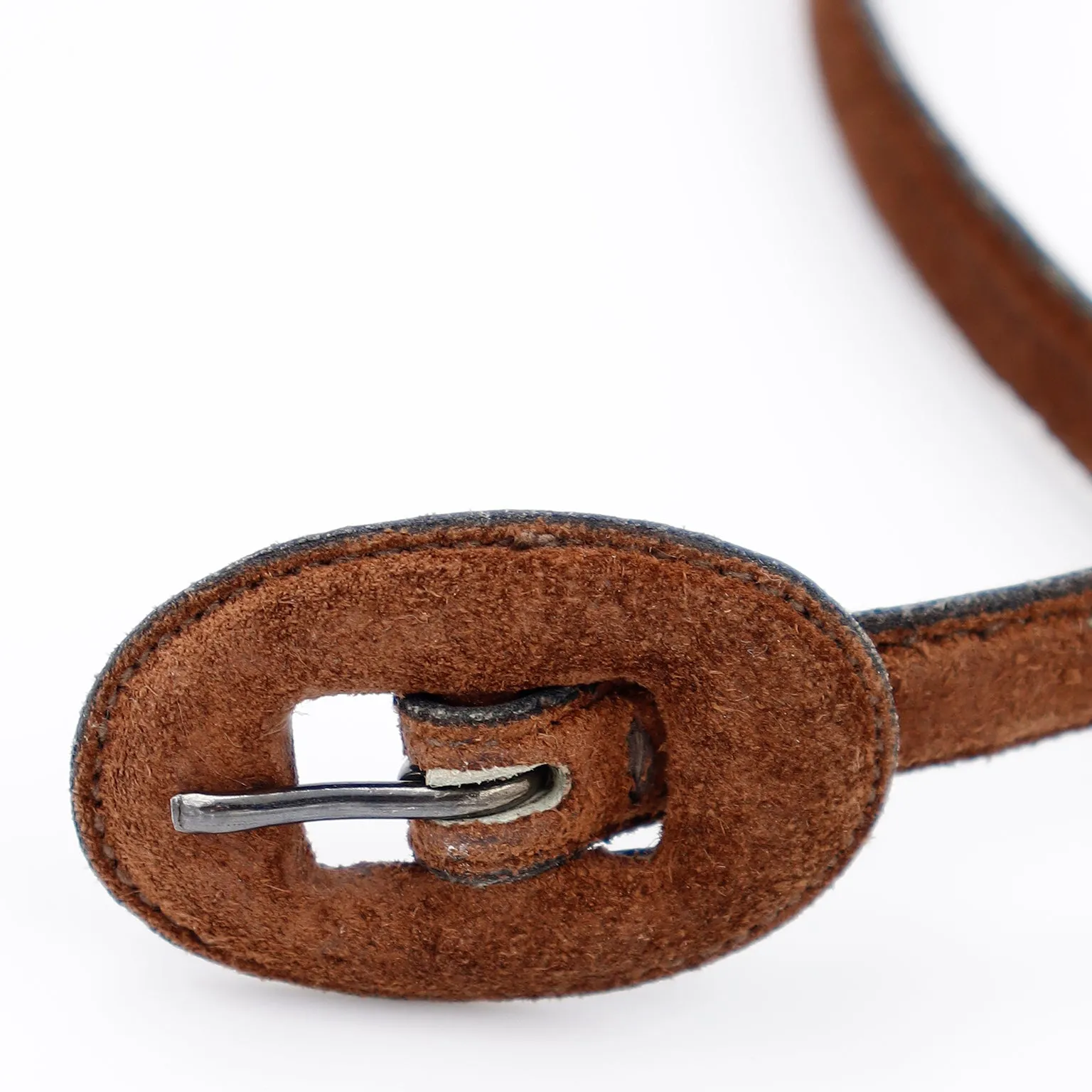 1970s Yves Saint Laurent Narrow Brown Suede Belt