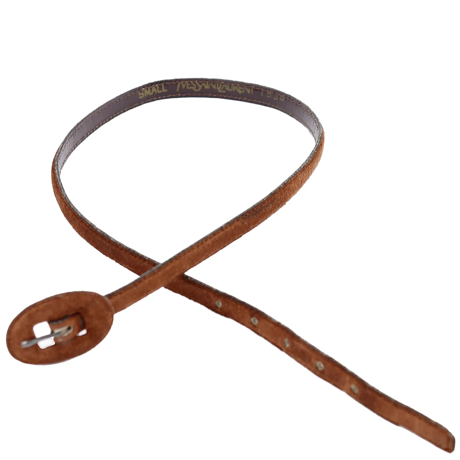 1970s Yves Saint Laurent Narrow Brown Suede Belt
