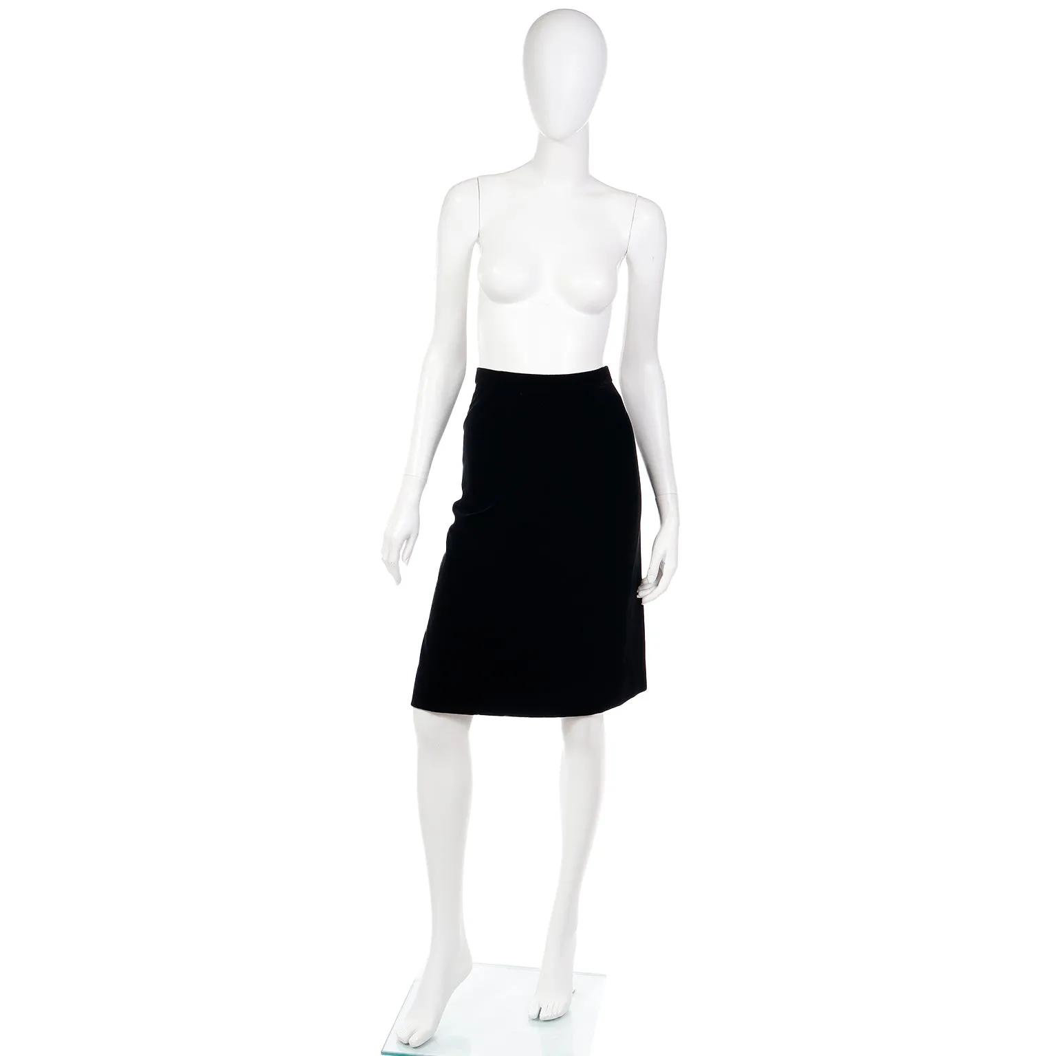 1980s Yves Saint Laurent Black Velvet Pencil Skirt