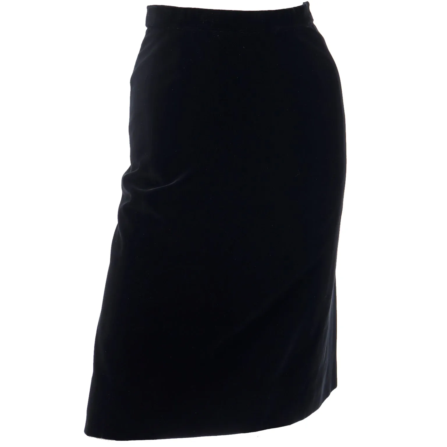 1980s Yves Saint Laurent Black Velvet Pencil Skirt