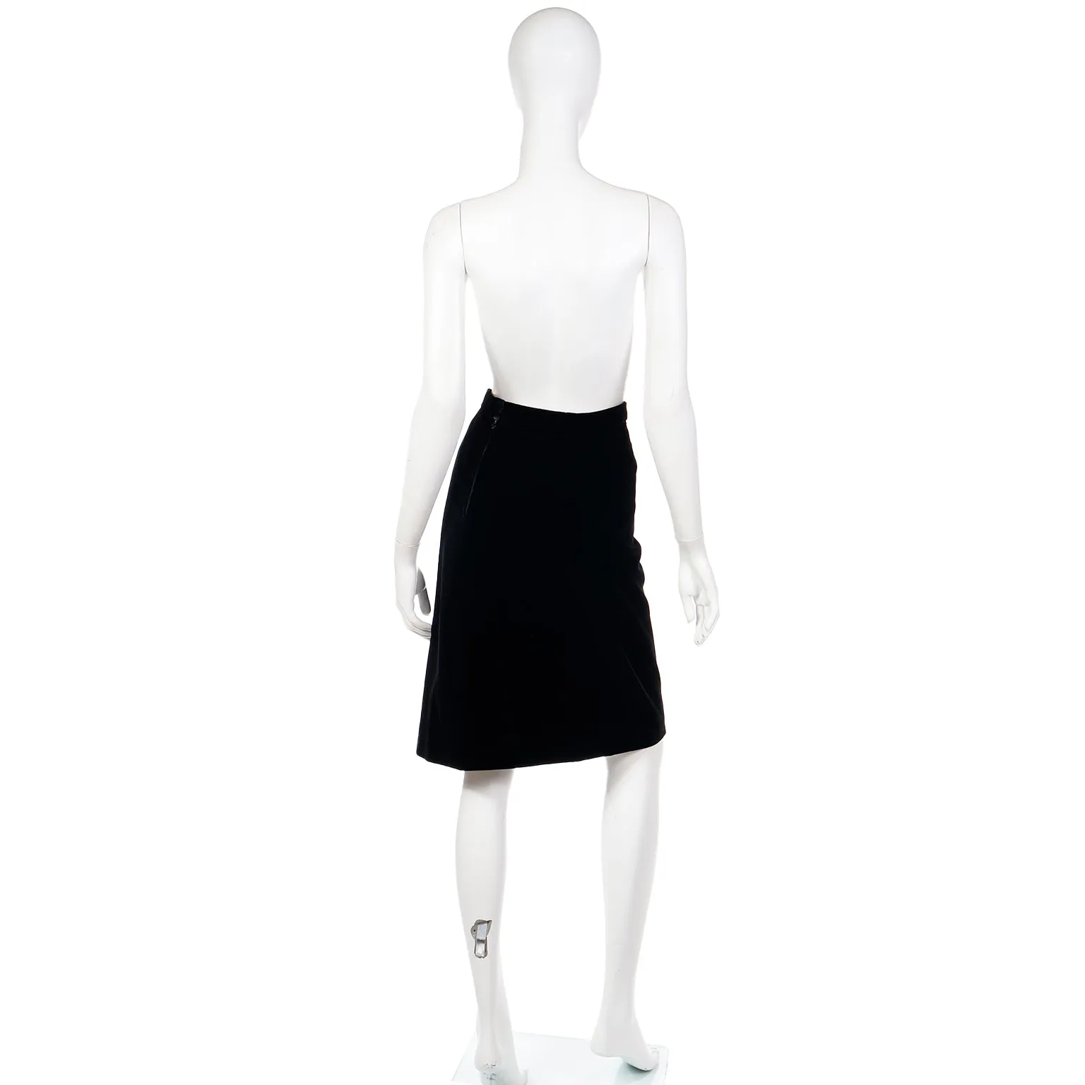 1980s Yves Saint Laurent Black Velvet Pencil Skirt