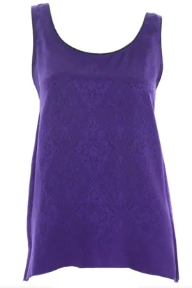 1990s Yves Saint Laurent Purple Jacquard Silk Sleeveless Top