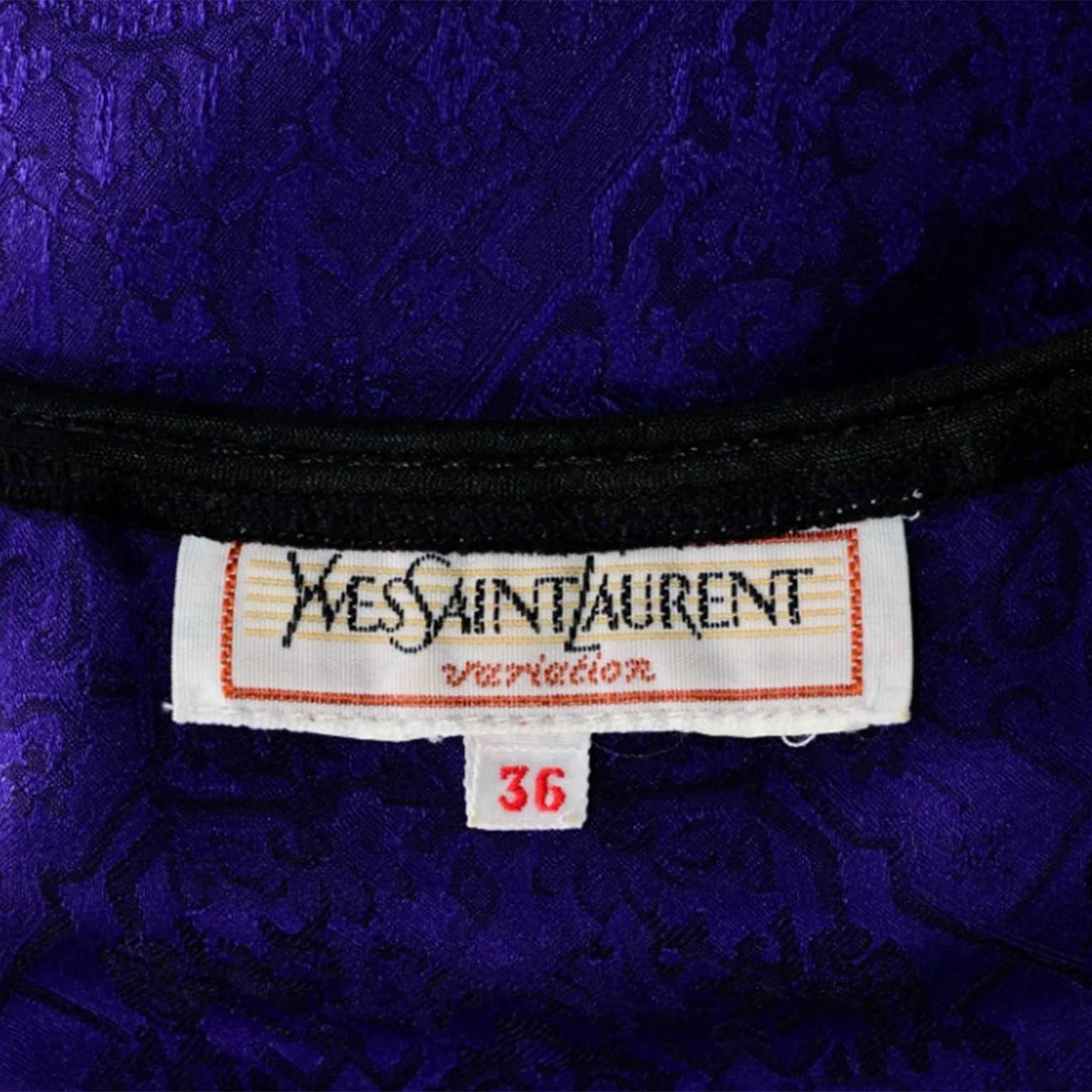 1990s Yves Saint Laurent Purple Jacquard Silk Sleeveless Top