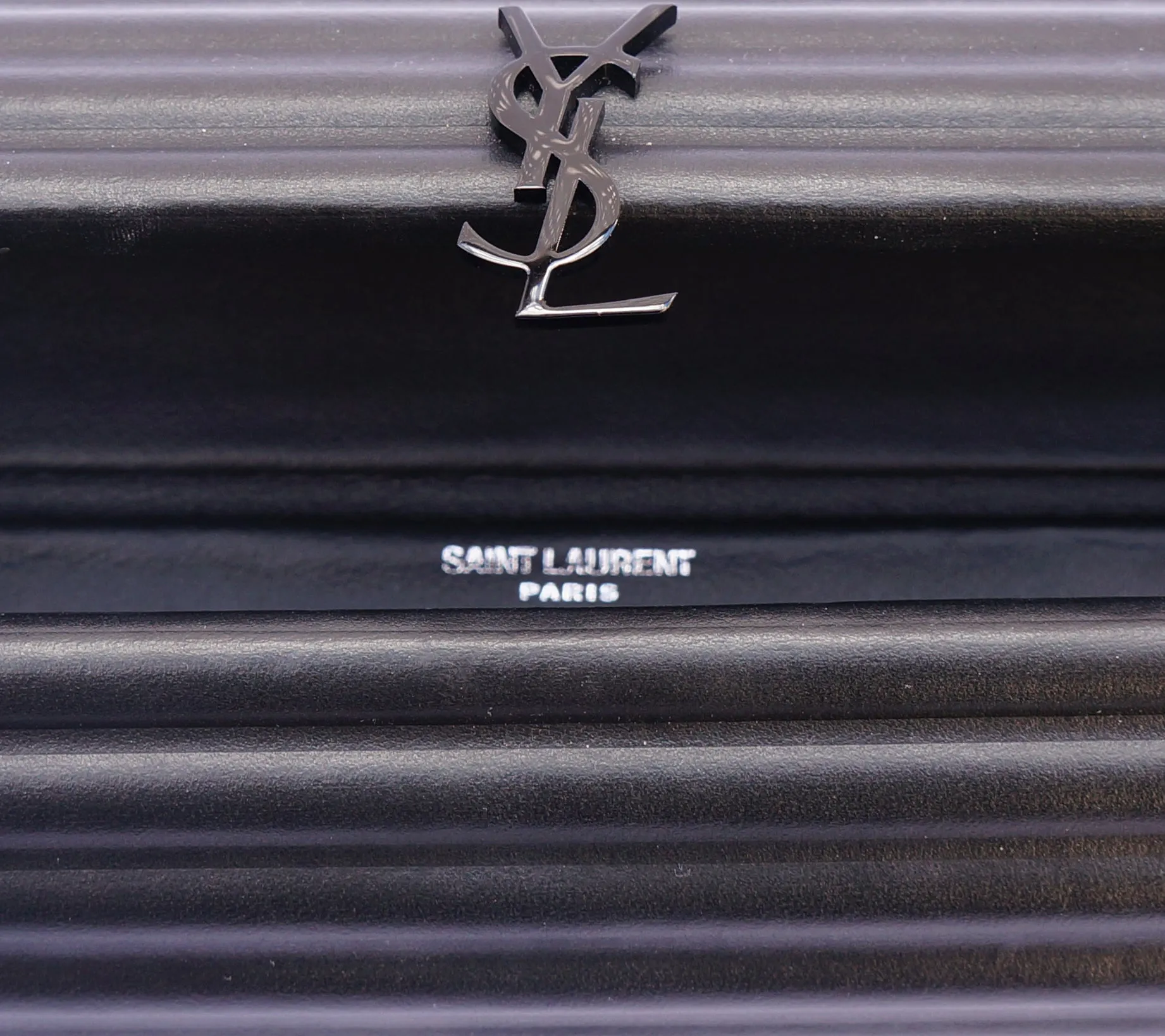 2018 YSL SAINT LAURENT BLACK CALFSKIN OPIUM CLUTCH