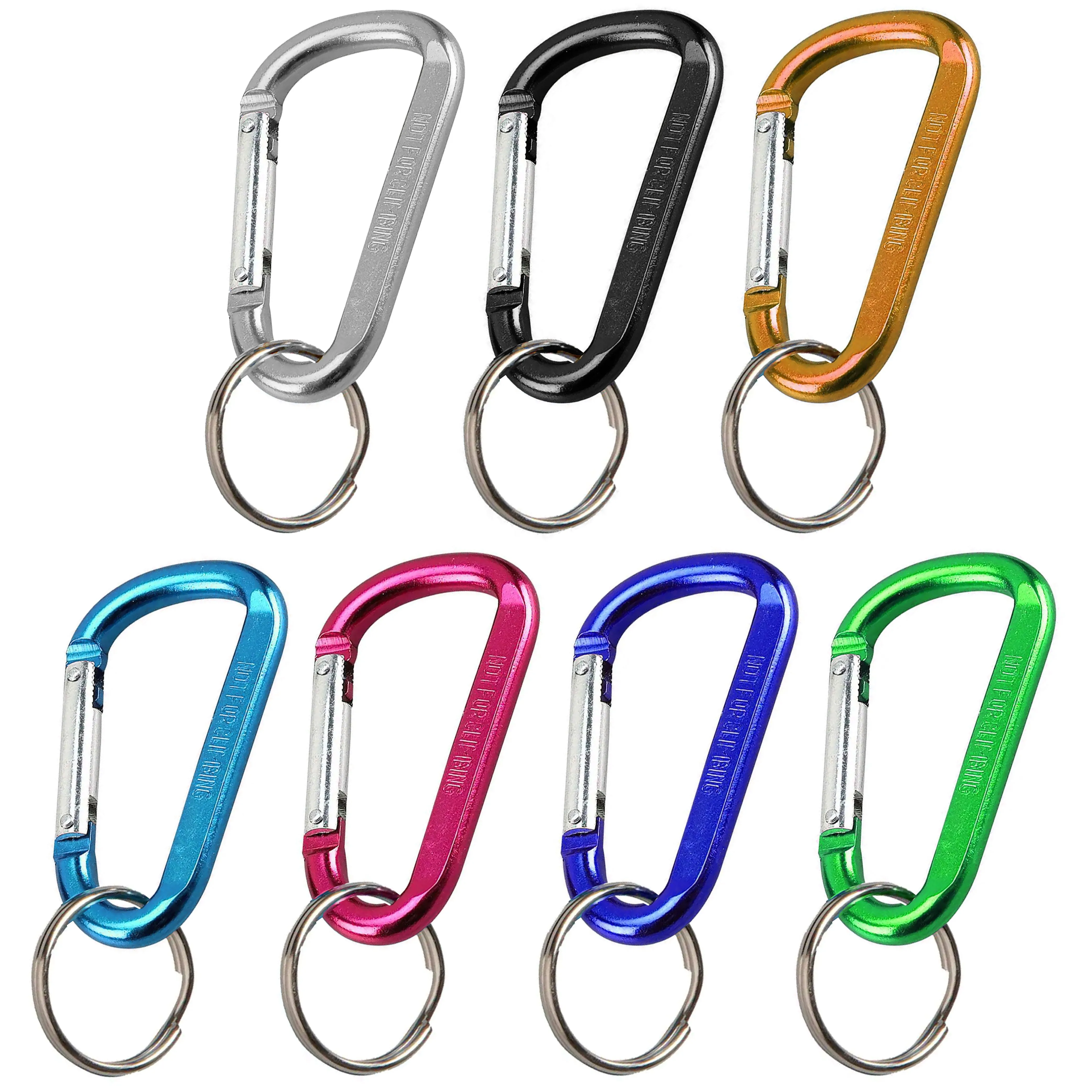 3 Pc Aluminum Carabiner Clip Small D-Ring Snap Lock Hook Key Chain Colors 2-3/8"