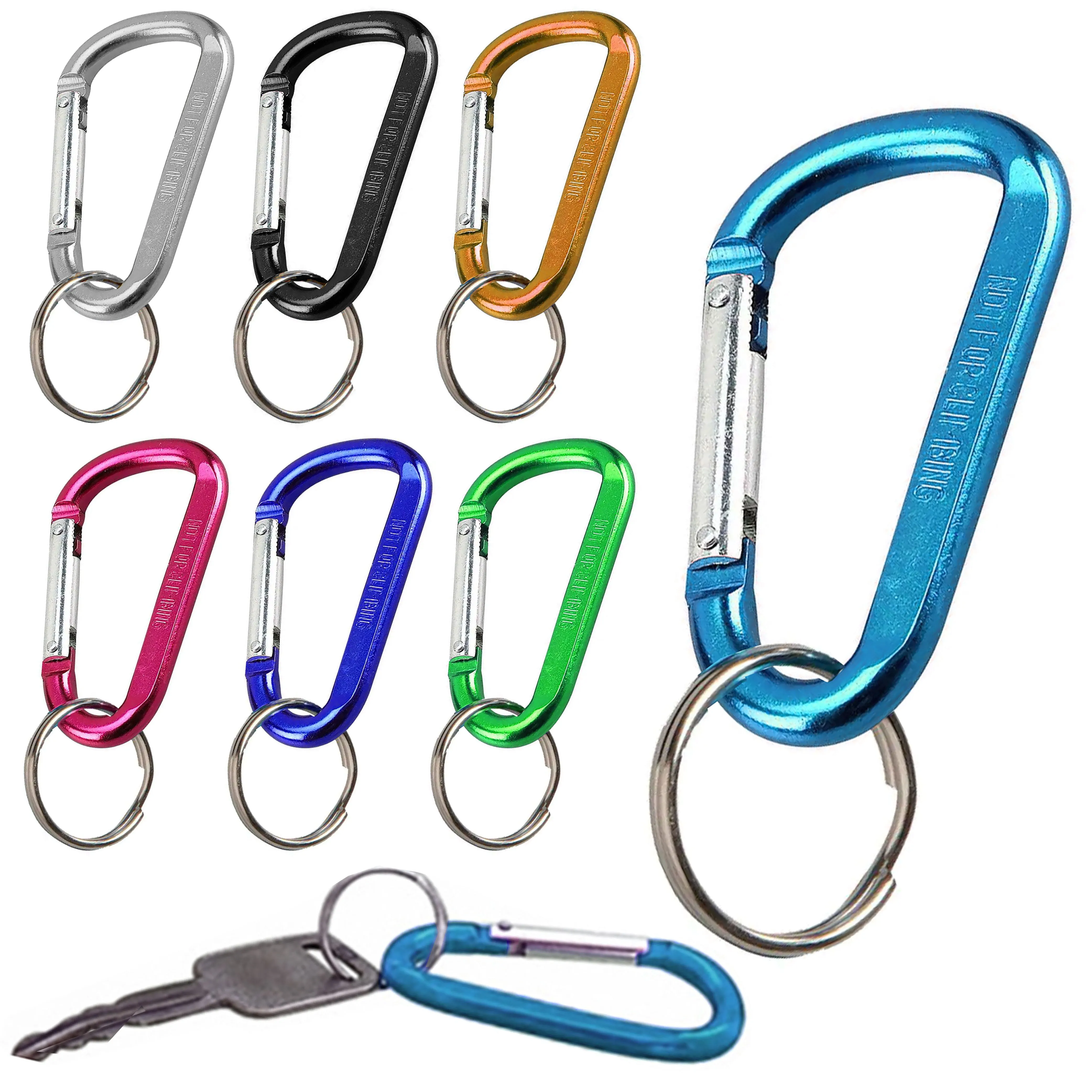 3 Pc Aluminum Carabiner Clip Small D-Ring Snap Lock Hook Key Chain Colors 2-3/8"