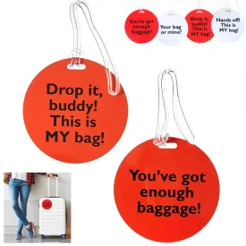 4 PC Funny Luggage Tags Set Travel ID Identification Labels Baggage Bag Suitcase