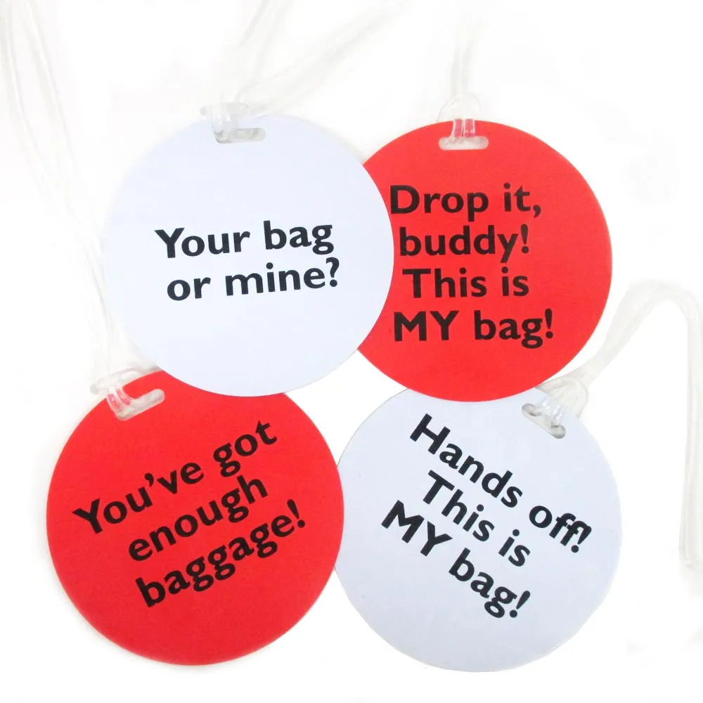 4 PC Funny Luggage Tags Set Travel ID Identification Labels Baggage Bag Suitcase