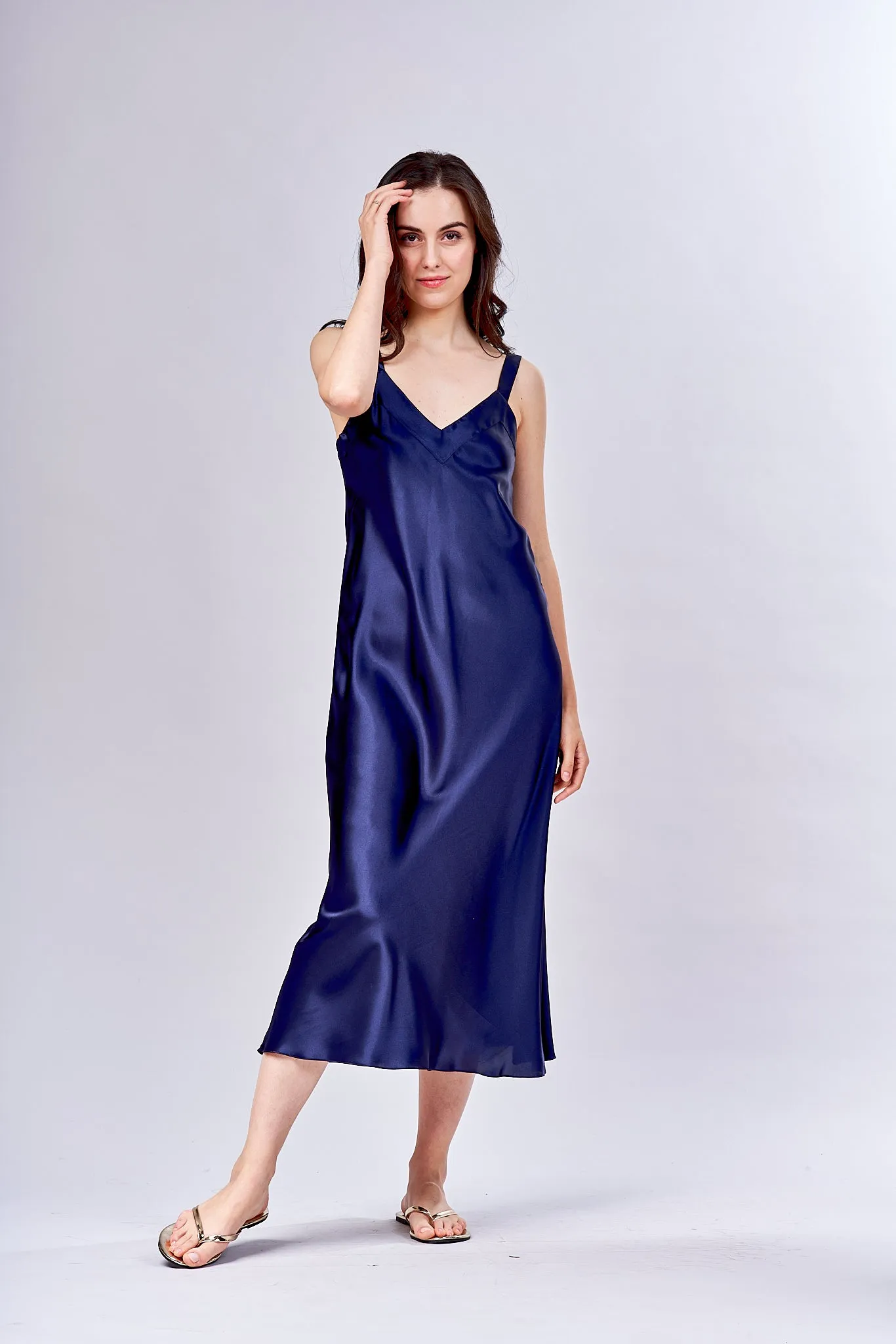 4502- Satin long gown