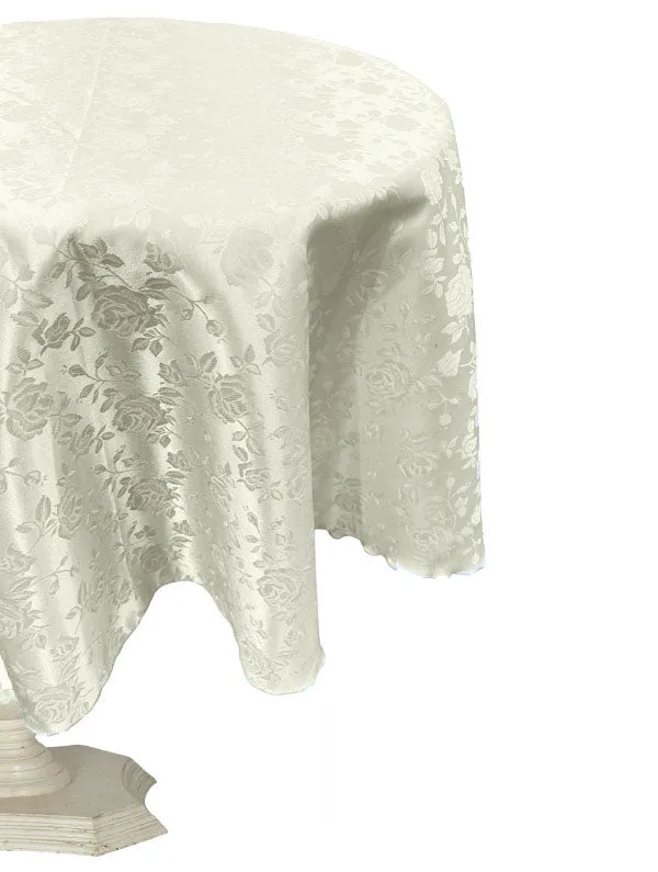 48" ROUND TABLECLOTH ROSES JACQUARD SATIN