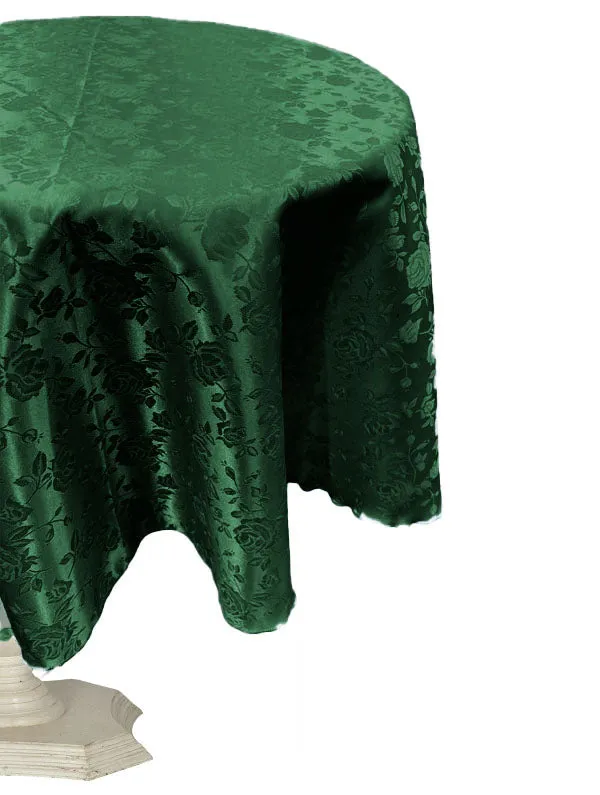 48" ROUND TABLECLOTH ROSES JACQUARD SATIN