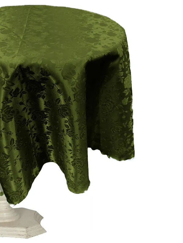 48" ROUND TABLECLOTH ROSES JACQUARD SATIN