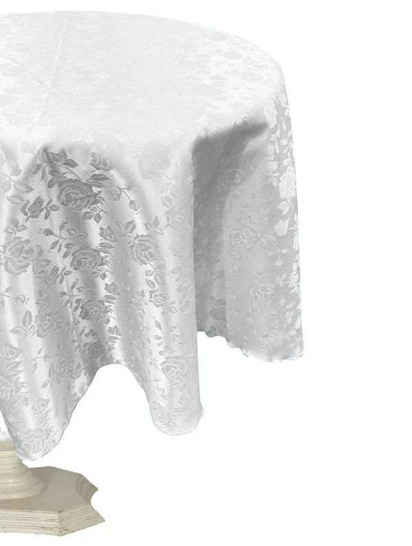 48" ROUND TABLECLOTH ROSES JACQUARD SATIN