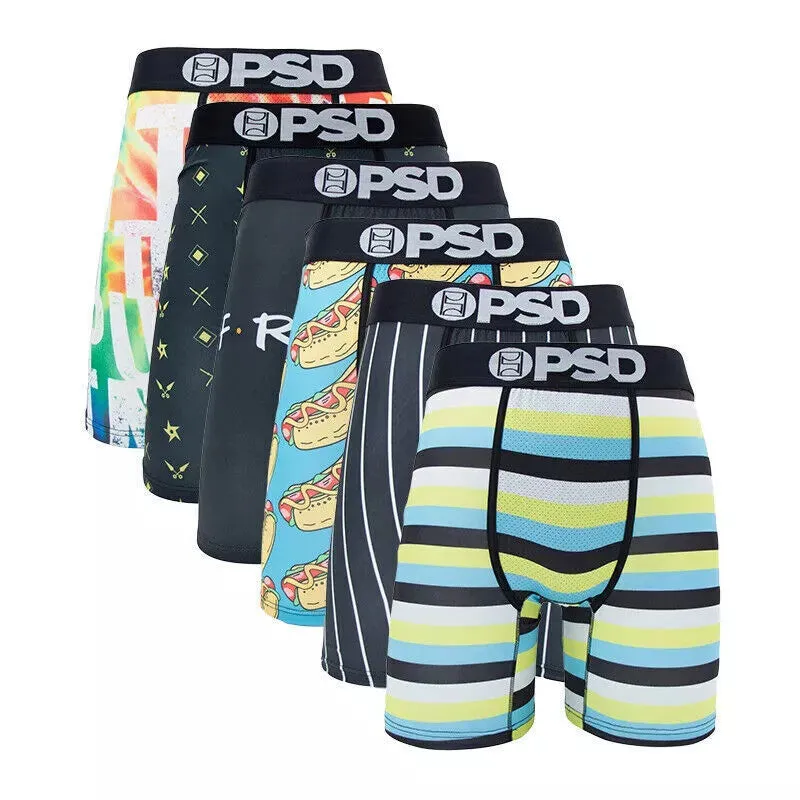 6Pcs Quick Dry Men Underwear Staple Boxers Briefs PSD Polyester Shorts Pants