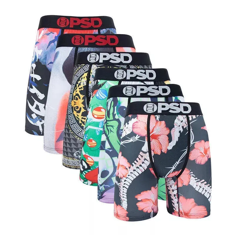 6Pcs Quick Dry Men Underwear Staple Boxers Briefs PSD Polyester Shorts Pants