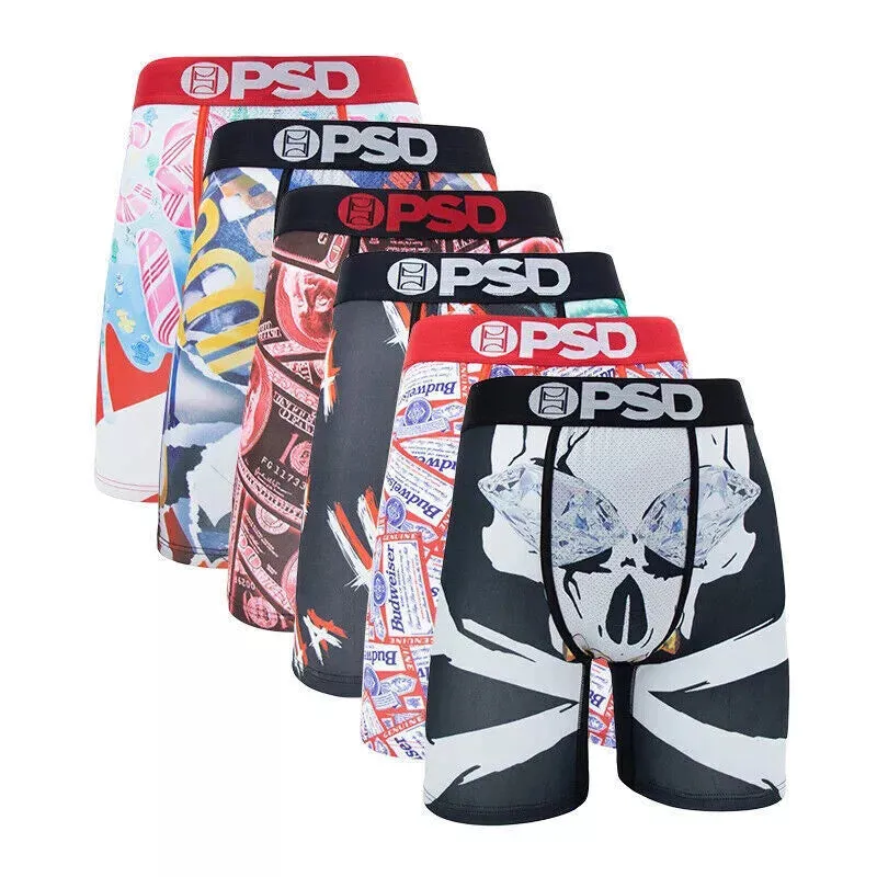 6Pcs Quick Dry Men Underwear Staple Boxers Briefs PSD Polyester Shorts Pants