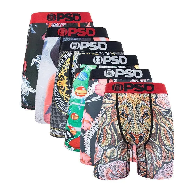 6Pcs Quick Dry Men Underwear Staple Boxers Briefs PSD Polyester Shorts Pants