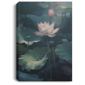 A Close Up Of Lotus Leaf And Lotus Flower In Summer, Muted Colors Canvas