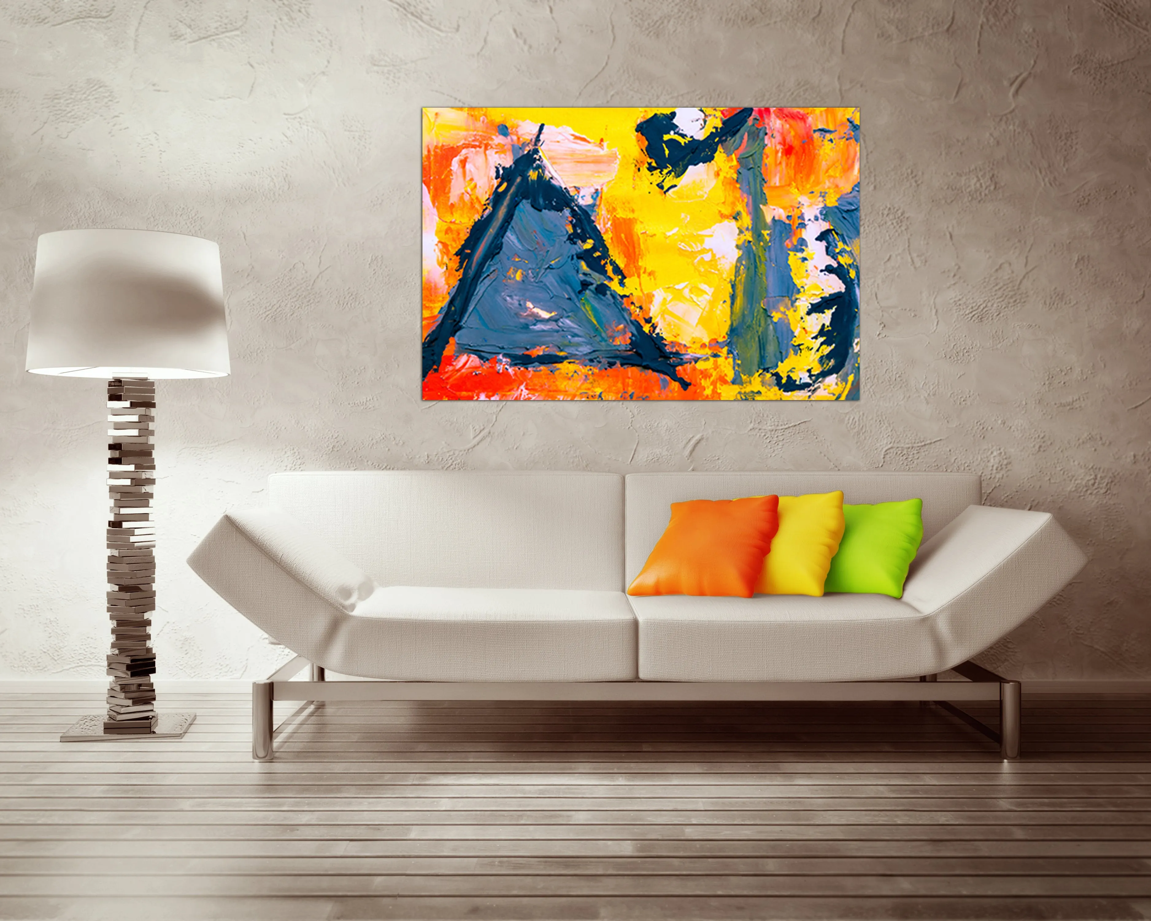 Abstraction canvas Triangle wall art Abstract decor Large wall art