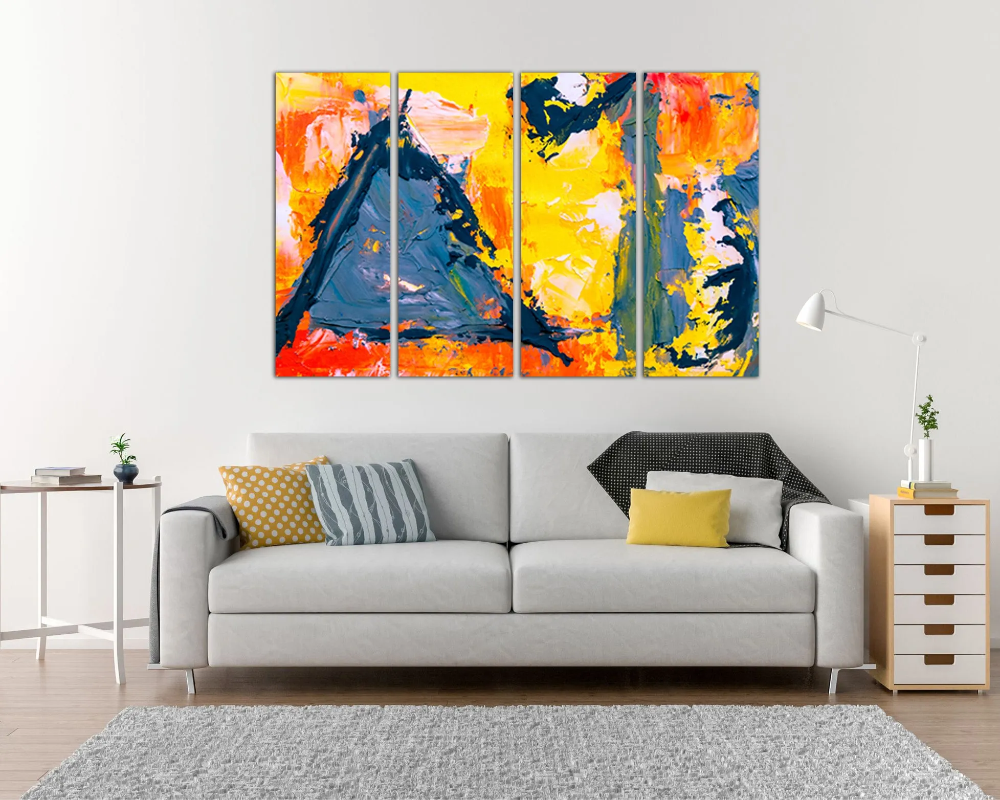 Abstraction canvas Triangle wall art Abstract decor Large wall art