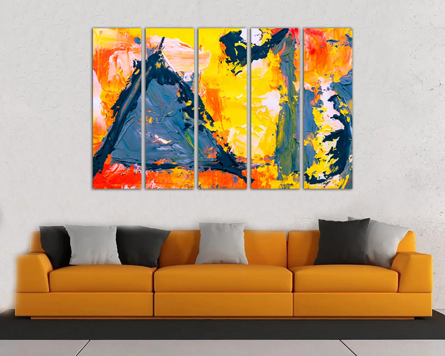 Abstraction canvas Triangle wall art Abstract decor Large wall art