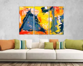 Abstraction canvas Triangle wall art Abstract decor Large wall art