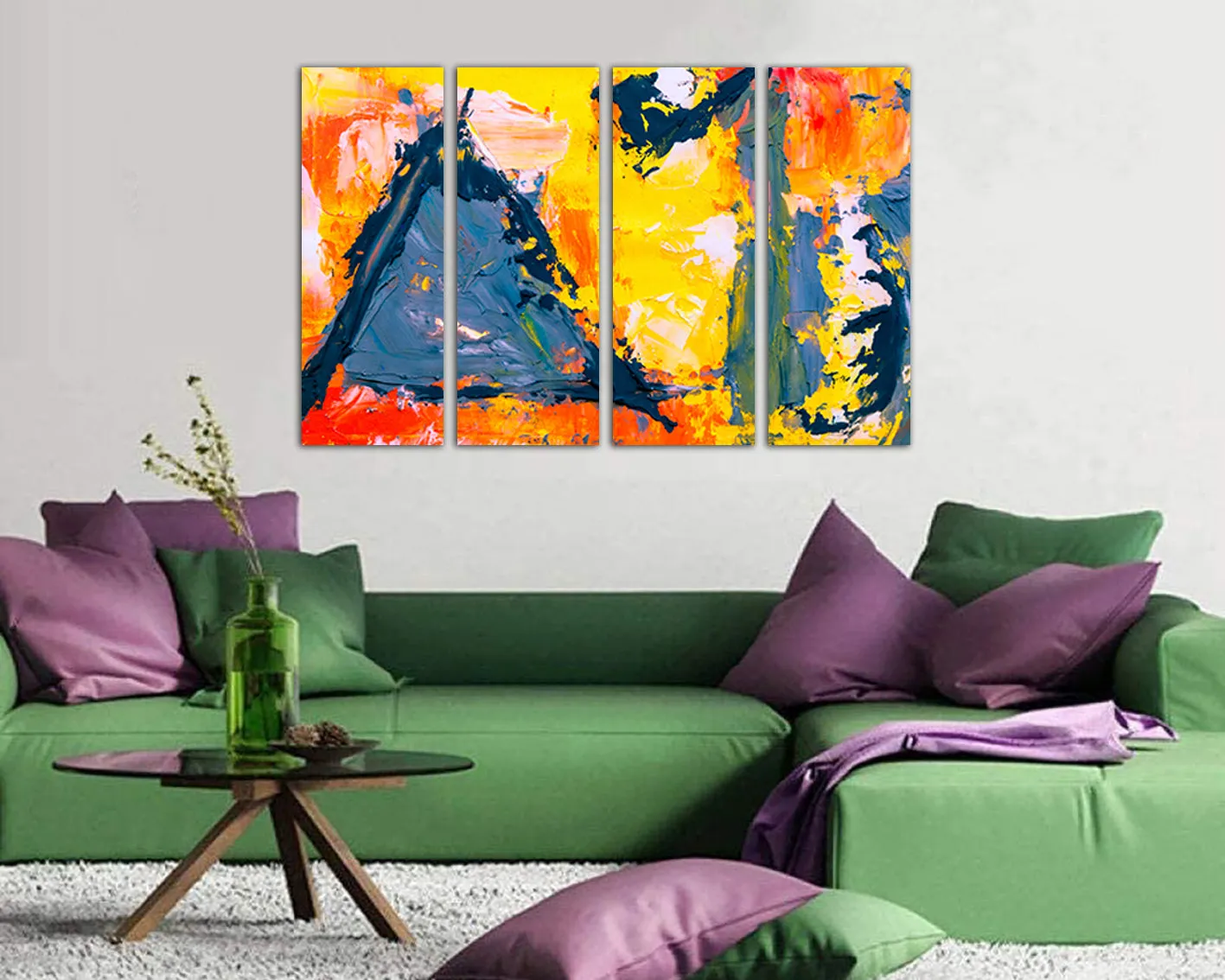 Abstraction canvas Triangle wall art Abstract decor Large wall art