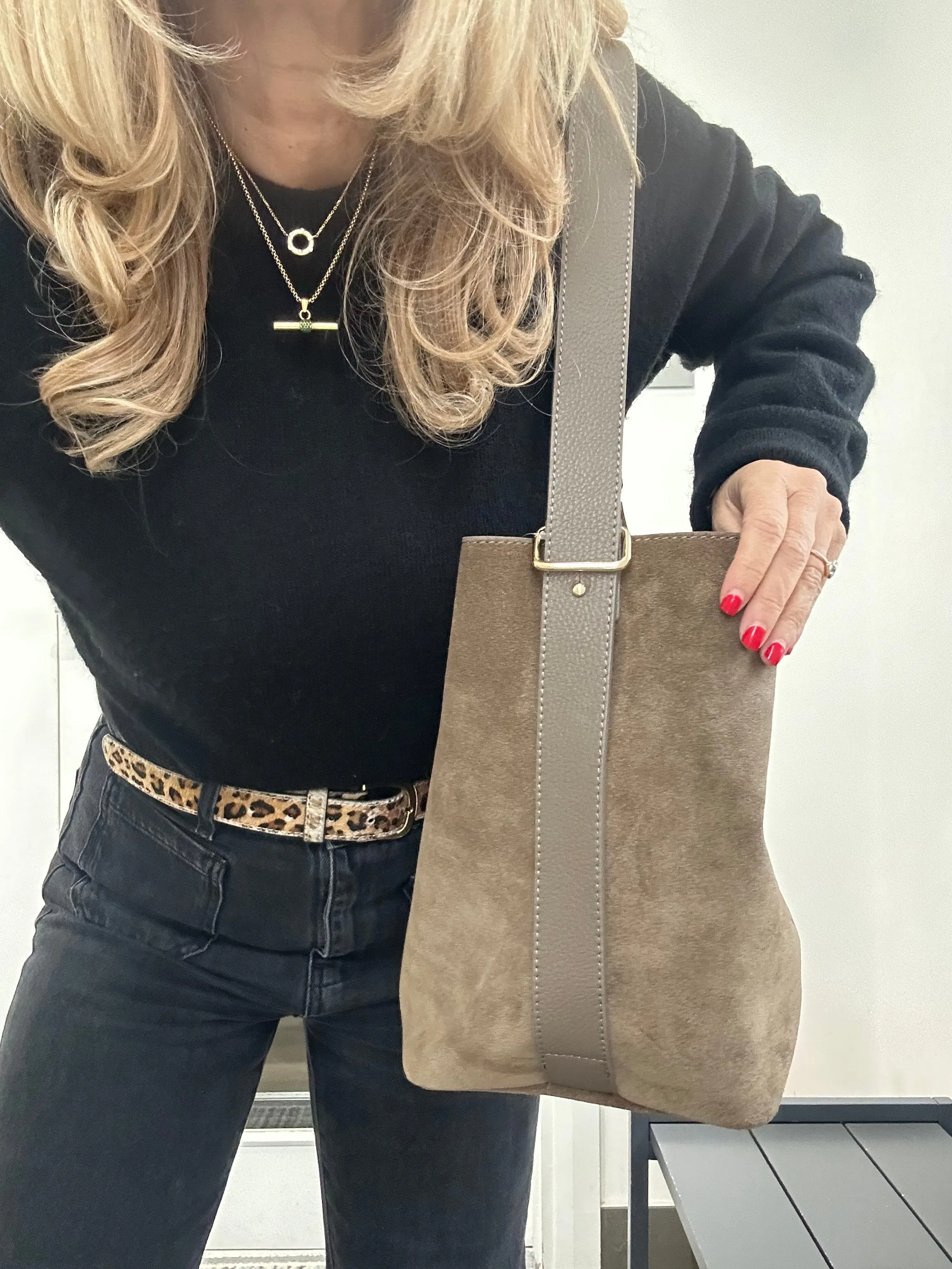 Back Soon - Suede Bucket Bag | Taupe