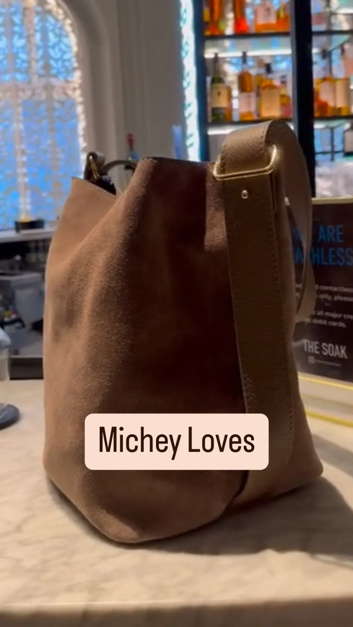 Back Soon - Suede Bucket Bag | Taupe