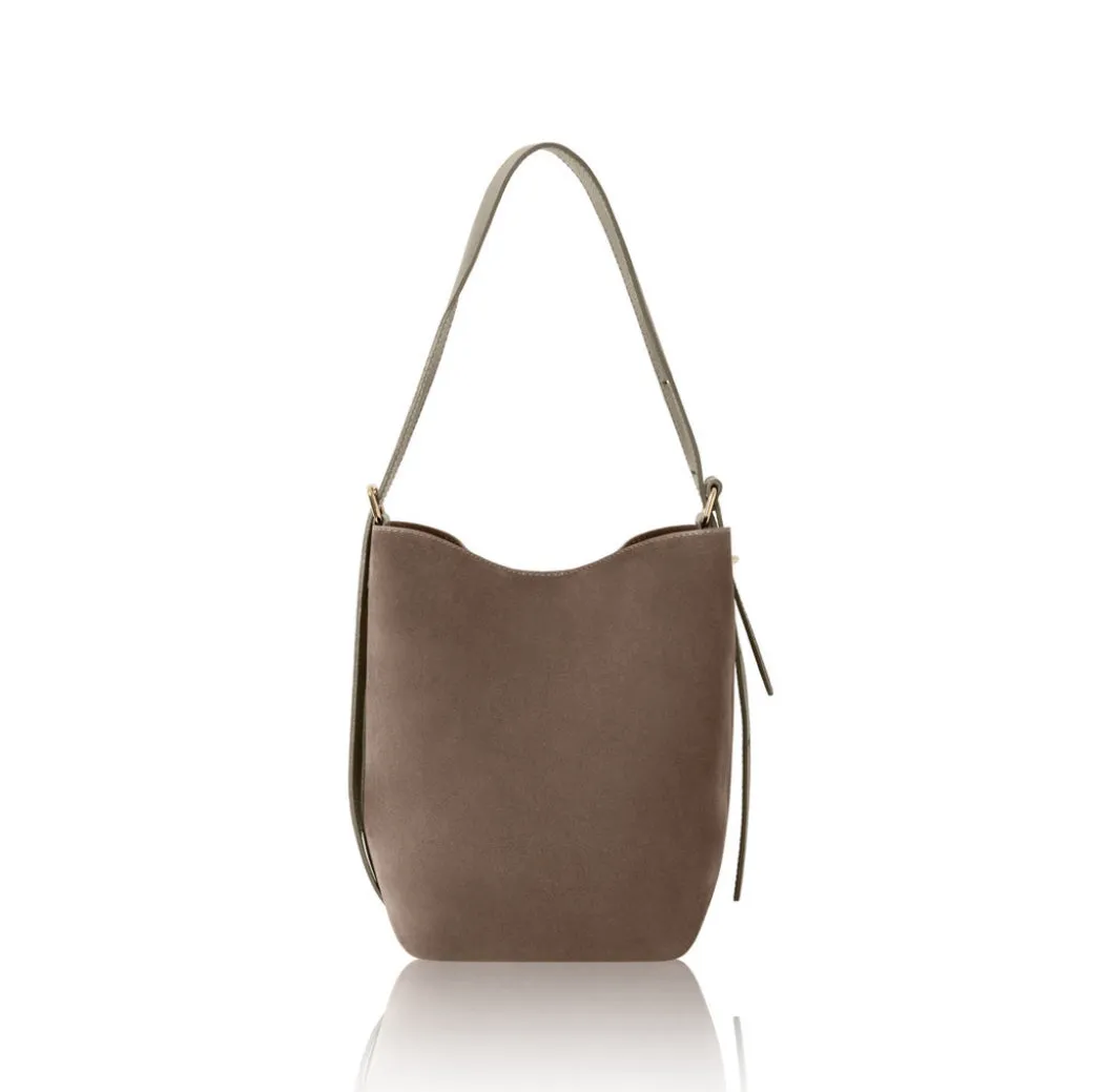 Back Soon - Suede Bucket Bag | Taupe