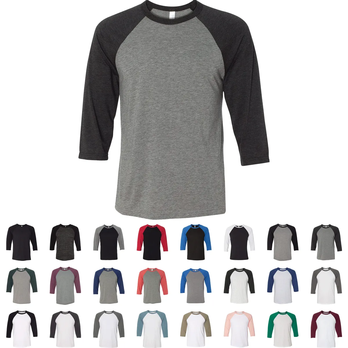 Bella   Canvas 3200 - Unisex Three-Quarter Sleeve Baseball Tee, T-Shirt