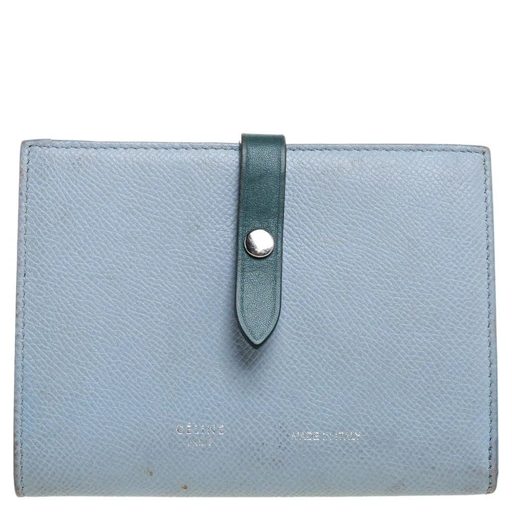 Blue/Green Leather Multifunction Strap Wallet