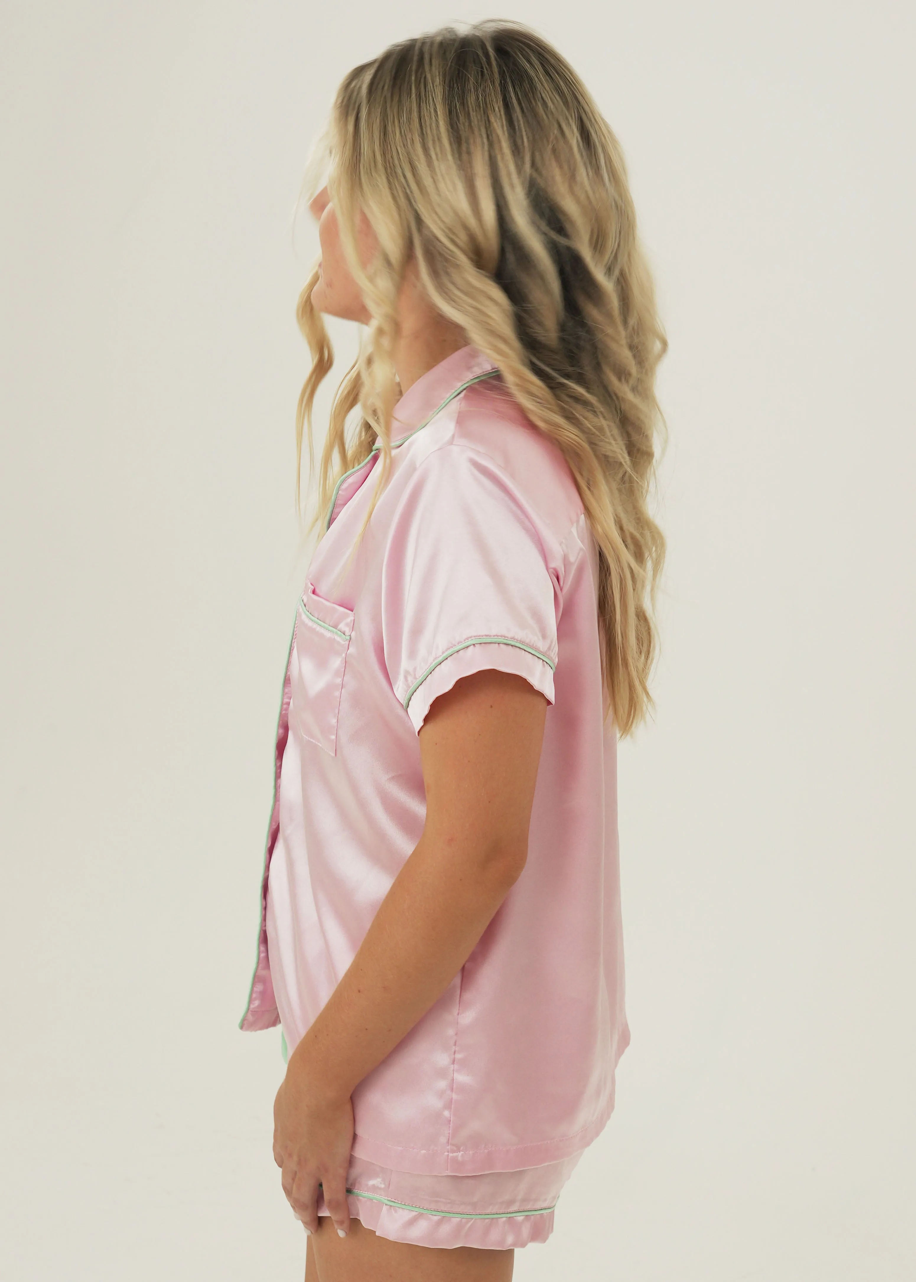 Blush Pink Satin Short Pyjama Set