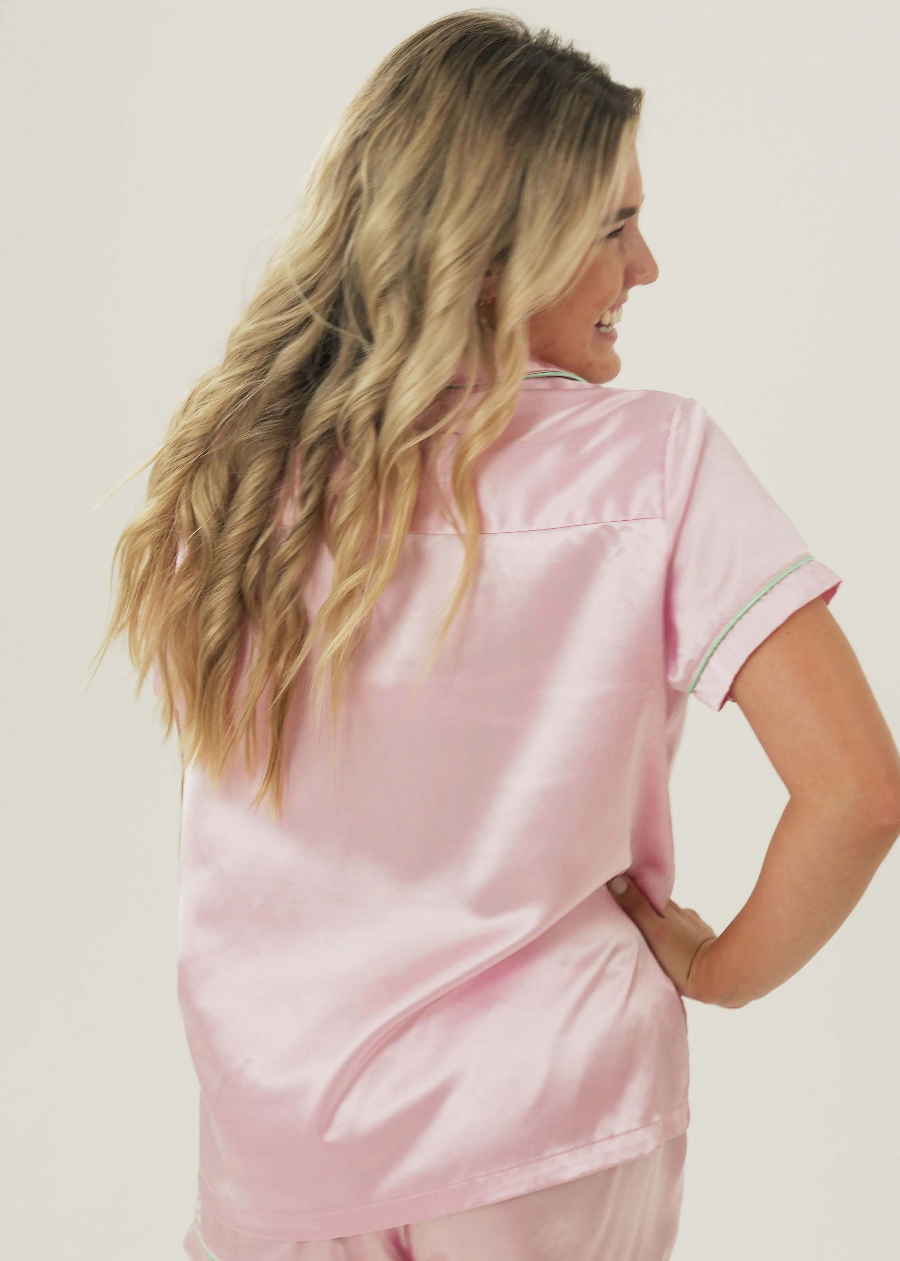 Blush Pink Satin Short Pyjama Set