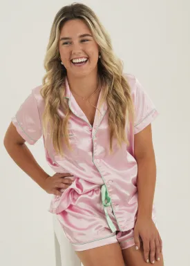 Blush Pink Satin Short Pyjama Set