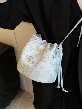 Butterfly Pattern Chain Strap Bucket Bag