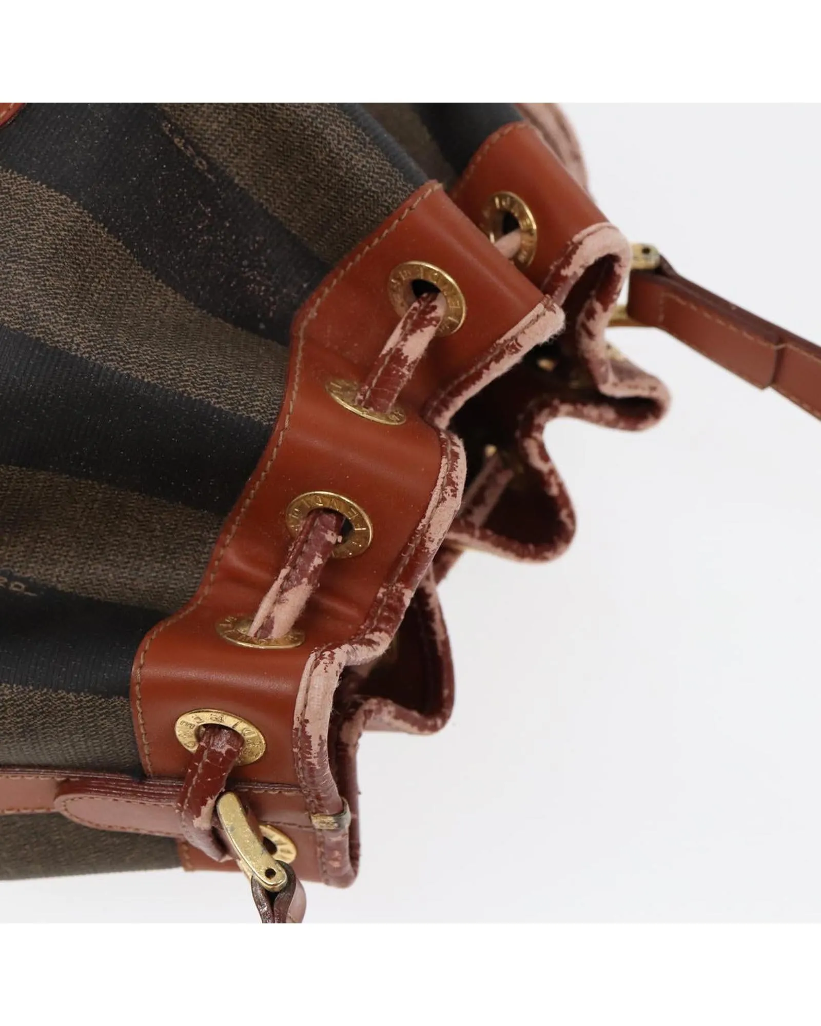 Canvas Shoulder Bag with PVC Leather Trim