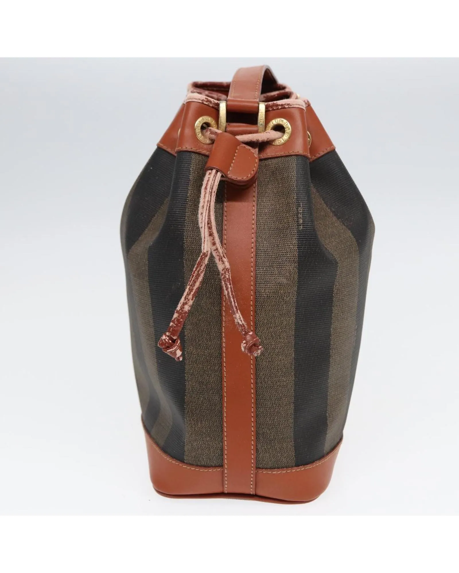 Canvas Shoulder Bag with PVC Leather Trim