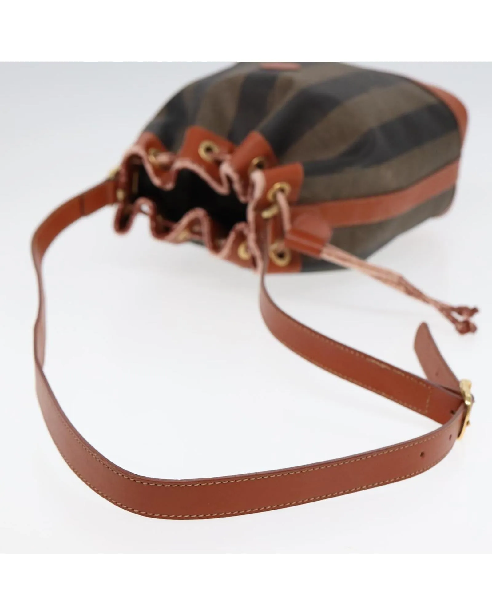 Canvas Shoulder Bag with PVC Leather Trim