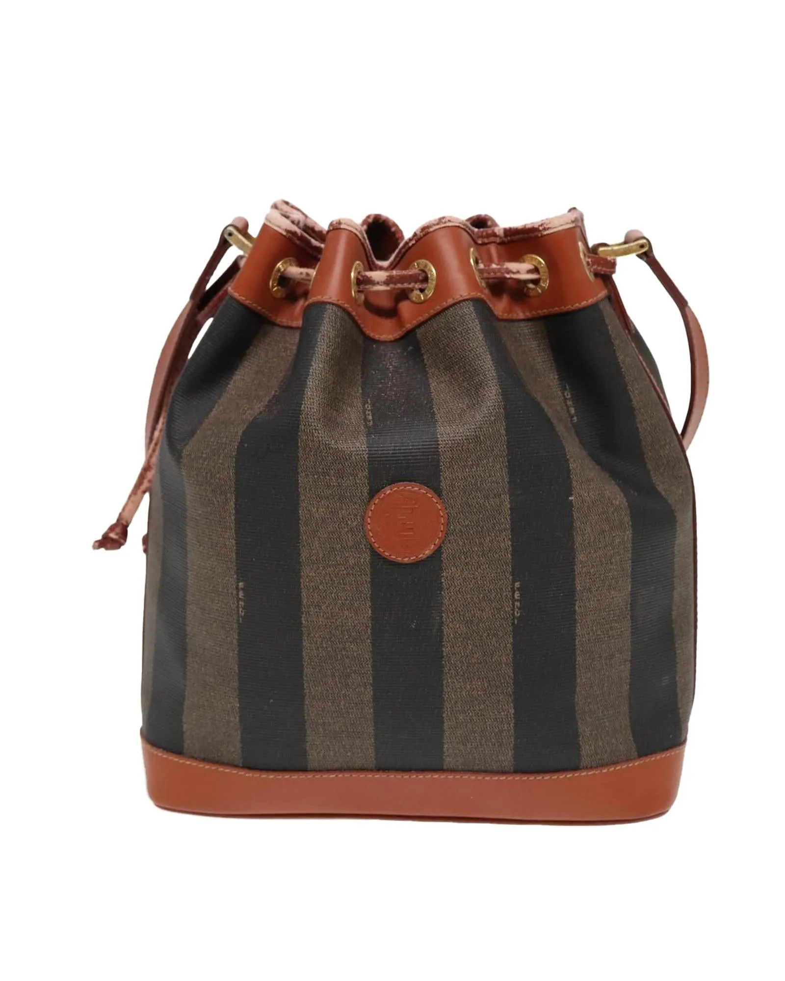 Canvas Shoulder Bag with PVC Leather Trim