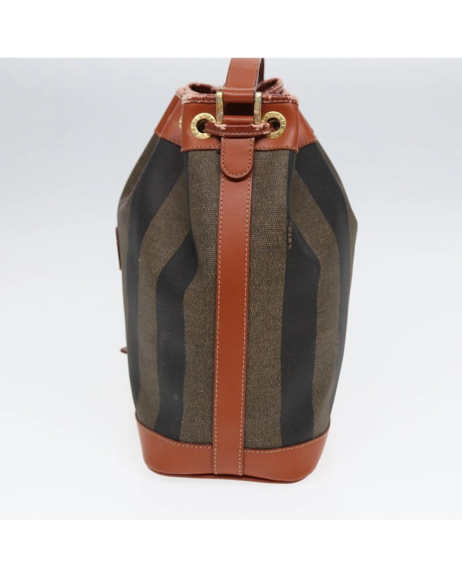 Canvas Shoulder Bag with PVC Leather Trim