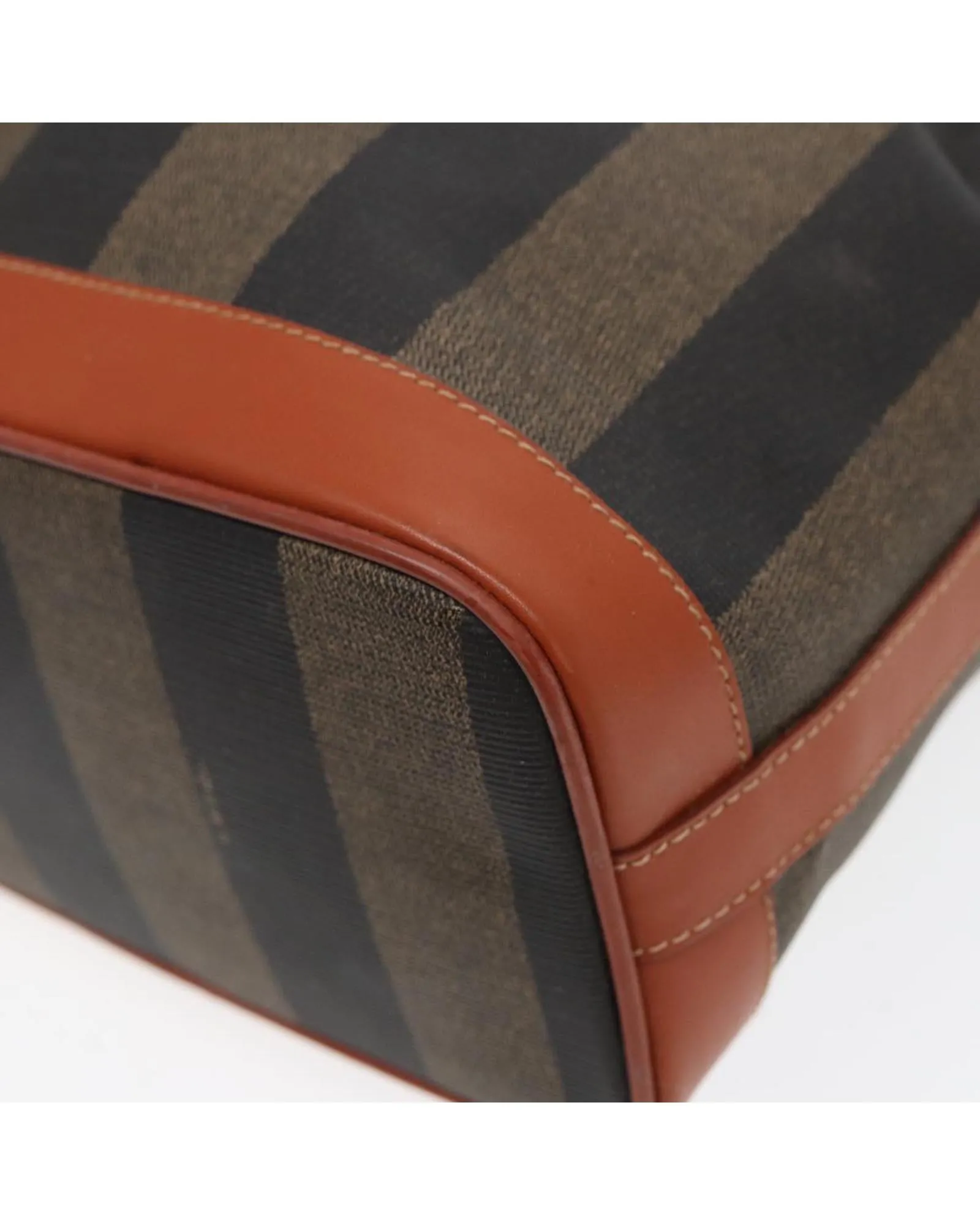 Canvas Shoulder Bag with PVC Leather Trim