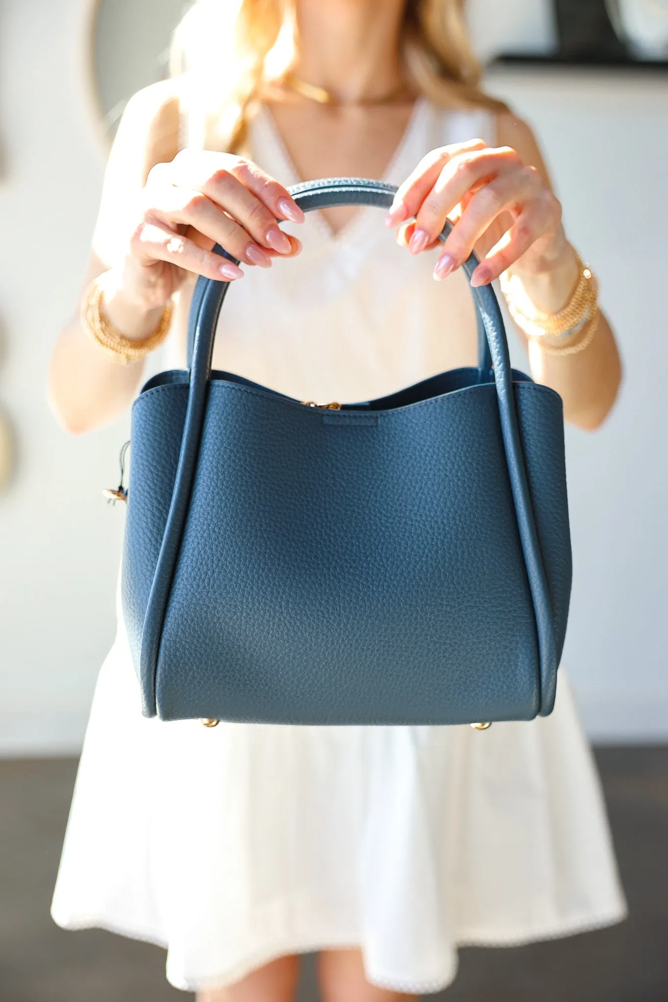 Clara Satchel/Crossbody Bag - Navy
