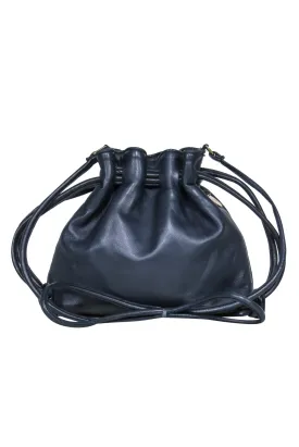 Clare V. - Navy Leather Drawstring Bucket-Style Crossbody