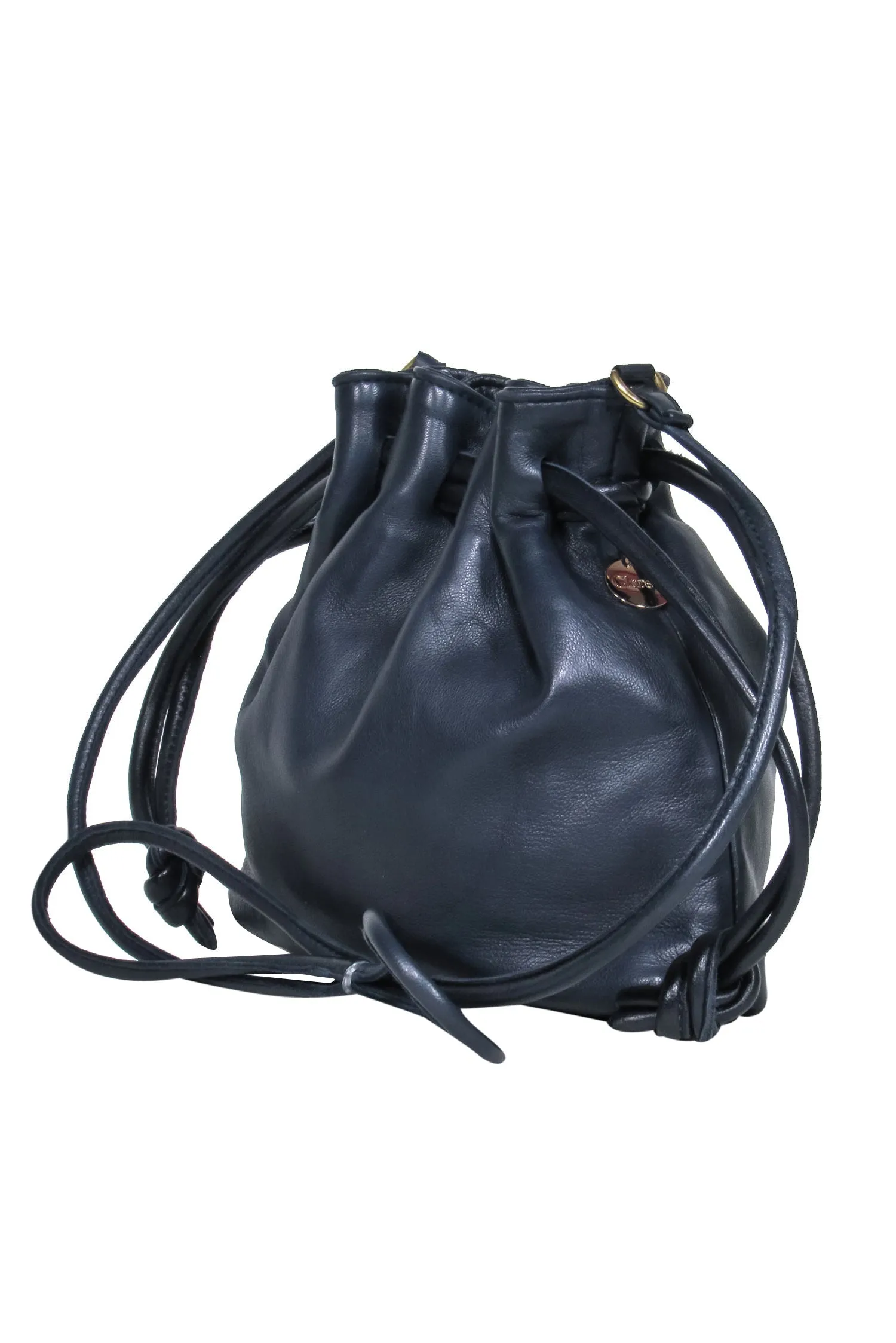 Clare V. - Navy Leather Drawstring Bucket-Style Crossbody