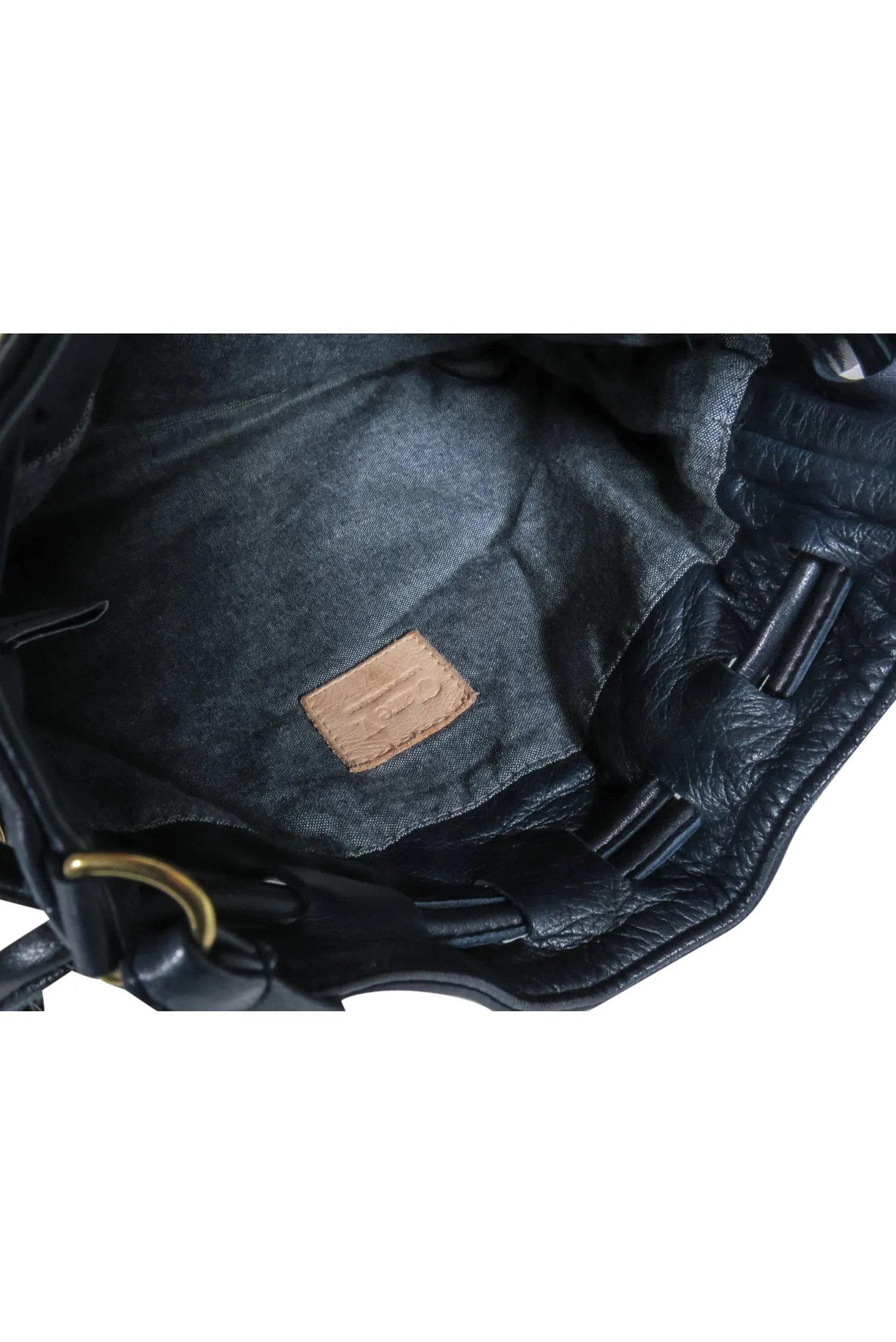 Clare V. - Navy Leather Drawstring Bucket-Style Crossbody