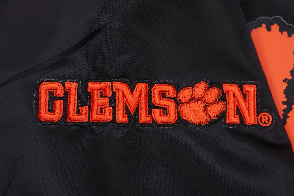 CLEMSON UNIVERSITY CLASSIC RIB SATIN JACKET (BLACK/ORANGE)