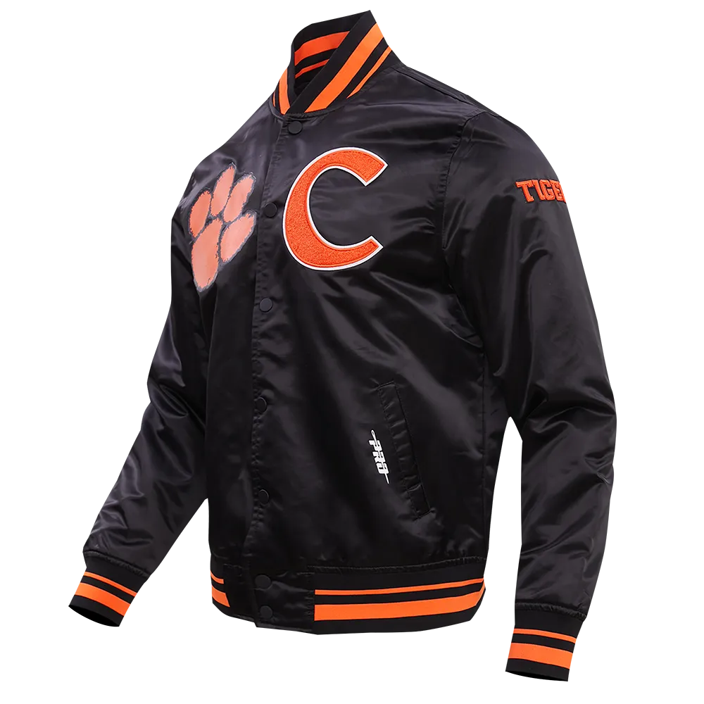 CLEMSON UNIVERSITY CLASSIC RIB SATIN JACKET (BLACK/ORANGE)