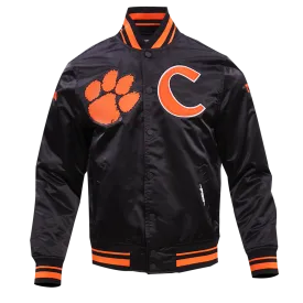 CLEMSON UNIVERSITY CLASSIC RIB SATIN JACKET (BLACK/ORANGE)