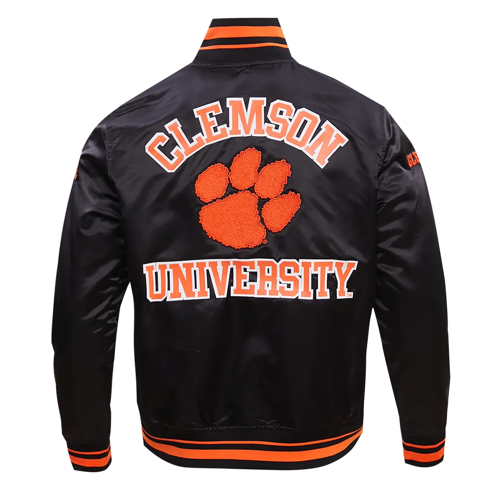 CLEMSON UNIVERSITY CLASSIC RIB SATIN JACKET (BLACK/ORANGE)